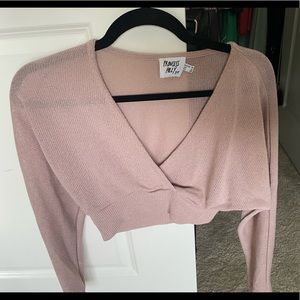 Pink princess polly v neck crop top